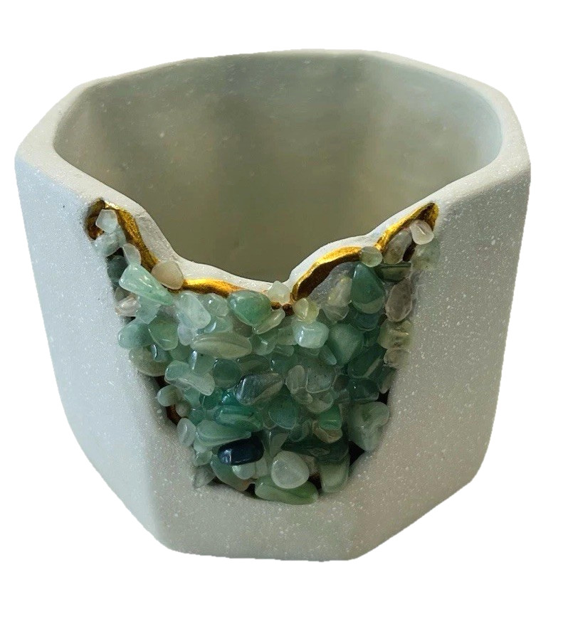 Blavi Geode Small Planter / Candle Holder Cement