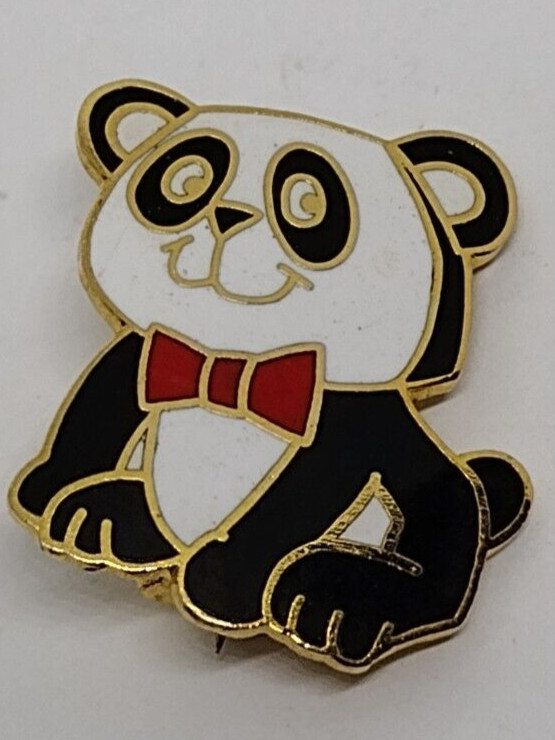 Red Bow Tie Panda Bear Lapel Pin