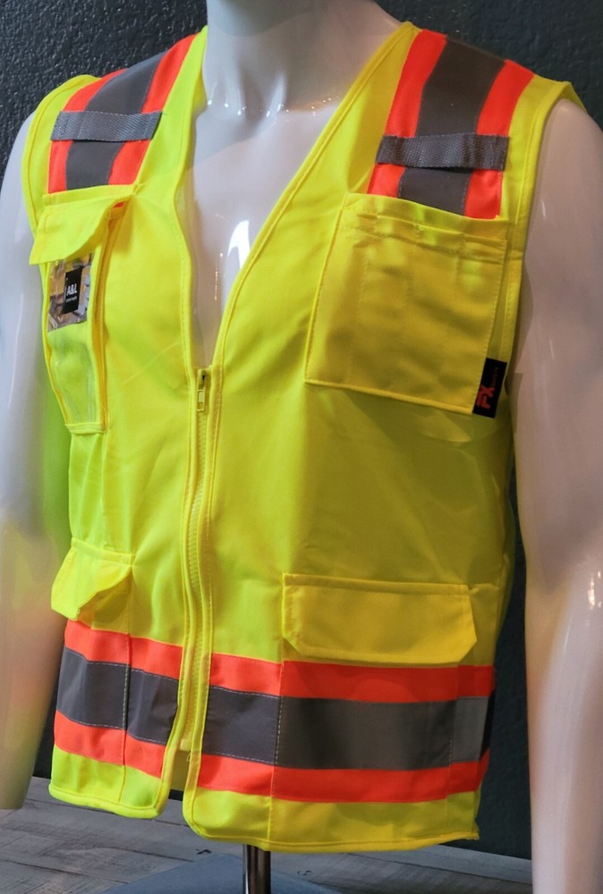 FX HIGH VISIBILITY Surveyor Two Tone Safety Vest Solid Fabric.