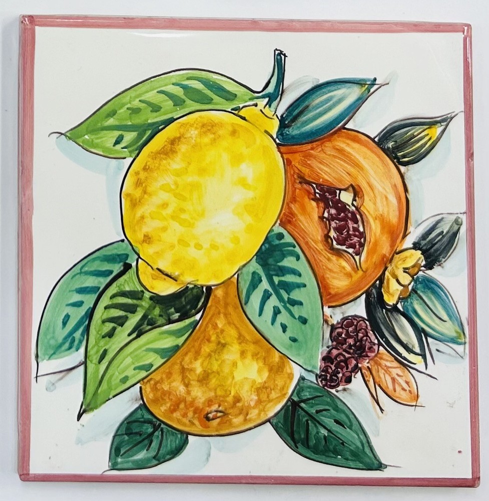 Vietri Pottery - 6’’ X 6’’ Lemon Tile Made by Hand in Italy