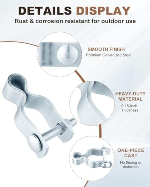 2 Pack Gate Frame Hinges, Galvanized Chain Link Fence Gate Hinges Heavy-Duty,