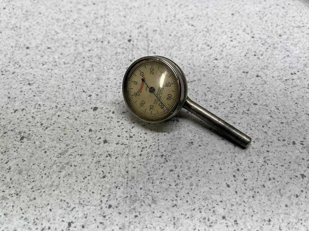 Vintage Starrett Universal Plunger Dial Indicator, Wooden Box & Missing Pc.