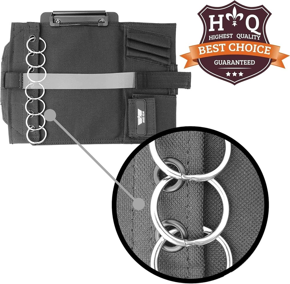 Adjustable Pilot Kneeboard with Removable Clipboard and 7 Ring Document Holder