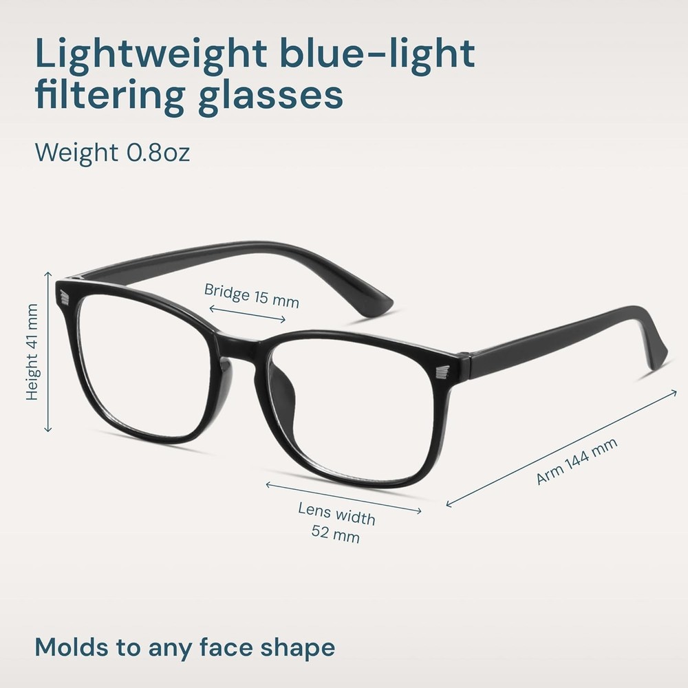 Gaoye Black Blue Light Glasses for Computer & Gaming - Medium, **Light