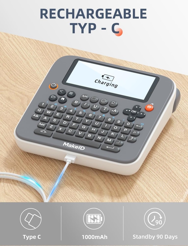 Makeid E1 Label Maker - Bluetooth Rechargeable Label Maker Machine - QWERTY K...
