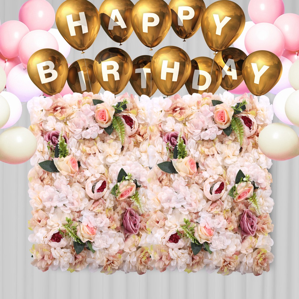 6 Pcs Panel Floral Backdrop Artificial Flower Wall Backdrop Silk Flower Wall