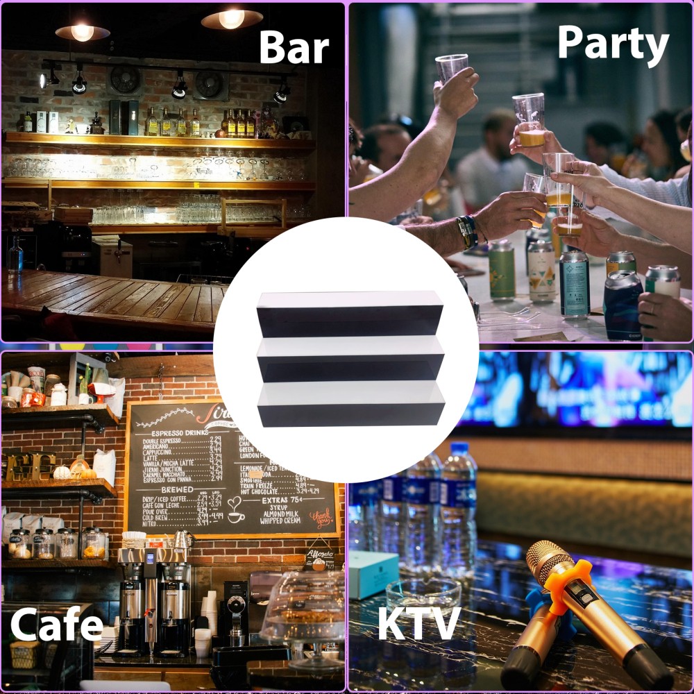 3 Step Liquor Bottle Display Shelf 24" LED Lighted Bar Shelf with Remote Control