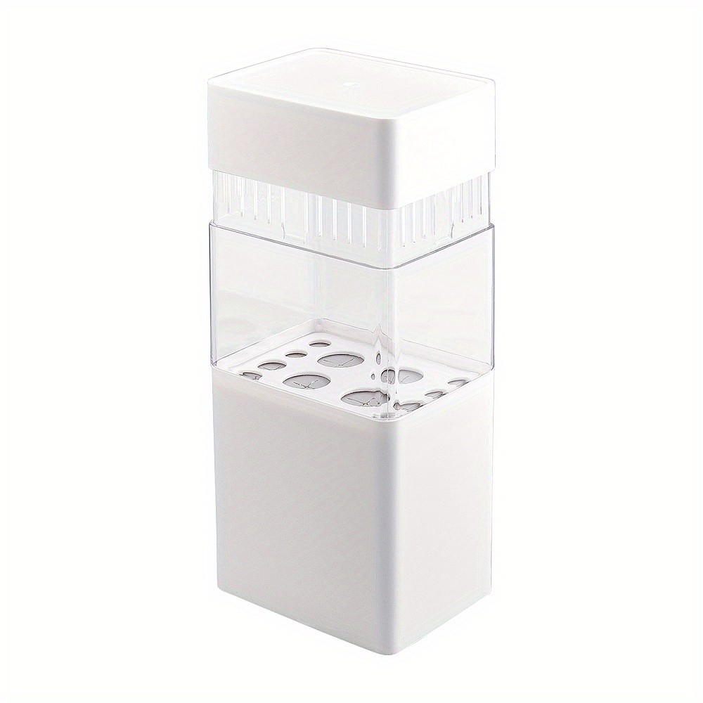 1pc ABS with Plastic Cosmetic Brush Storage Container Rectangle White