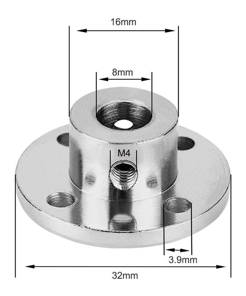 4Pcs 8mm Flange Coupling Connector, Rigid Guide Model Coupler 8mm, Silver