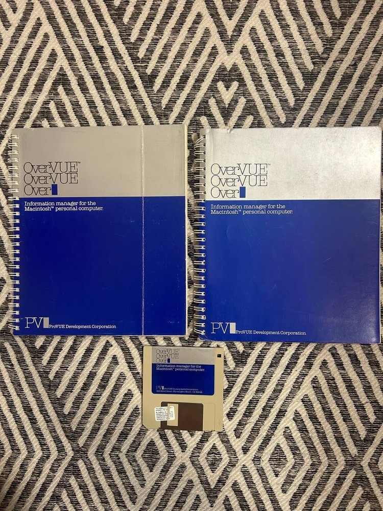 OverVUE Apple Macintosh Info Manager Manual + Disk Vintage Software Set