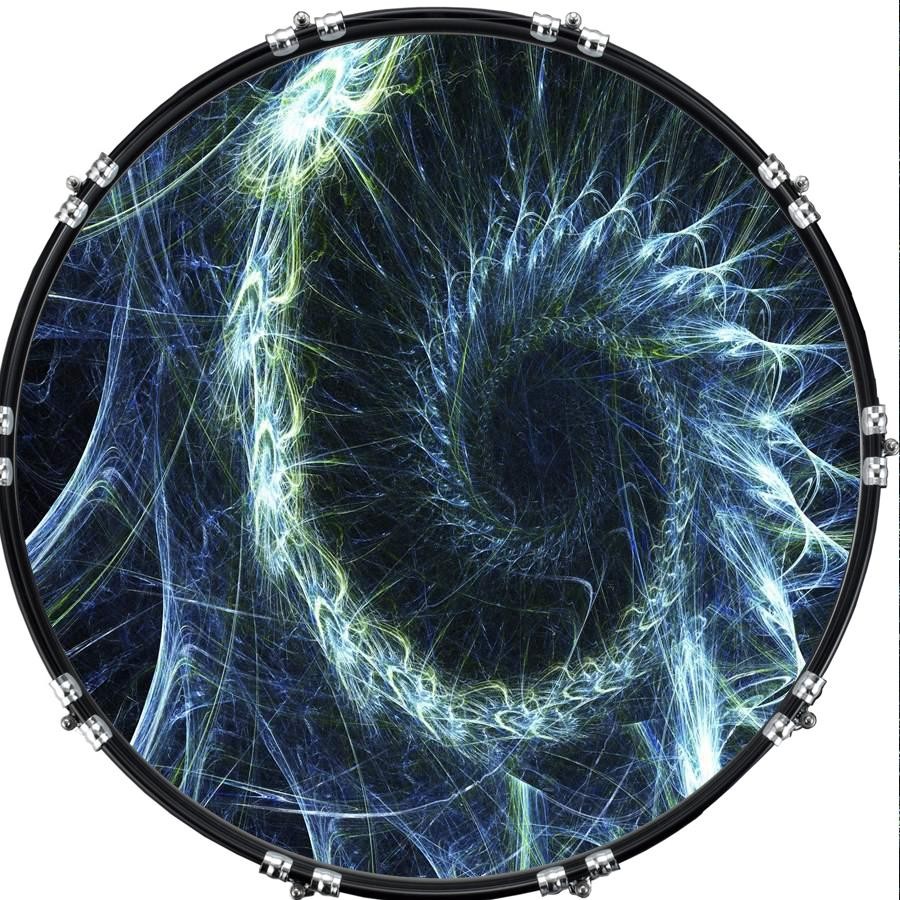 Custom 22" Aquarian Kick Bass Drum Head Graphical Image Front Skin Abstract 7