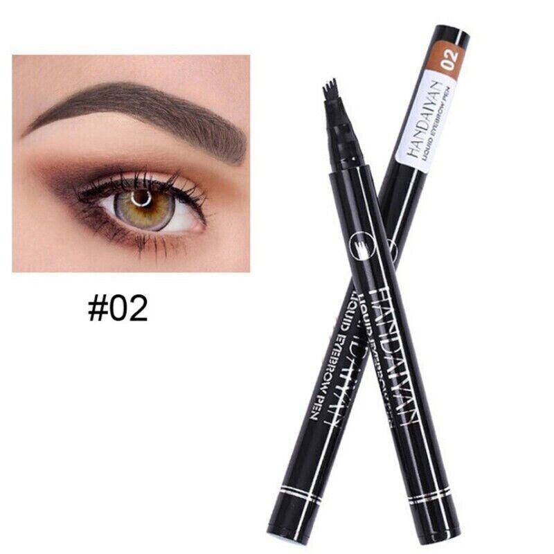 2 Pack Long-Lasting Liquid Tattoo Eyebrow Pens: 4 Tips, 3D Fork Microblading Ink