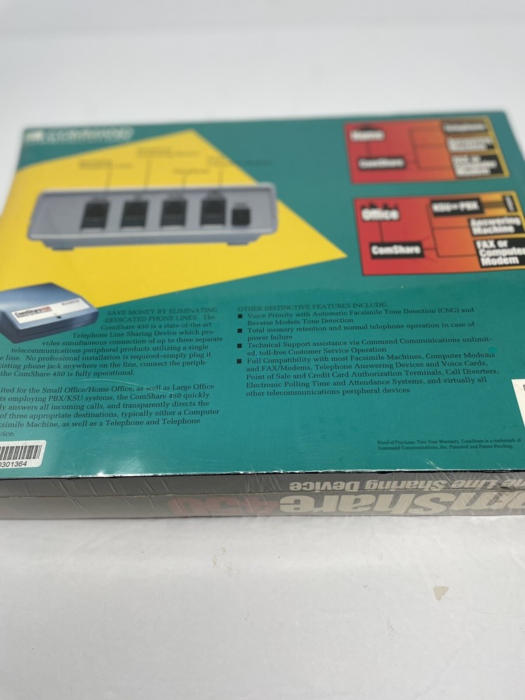 Comshare 450 Line Sharing Device Phone Fax Answering Machine Computer New Sealed