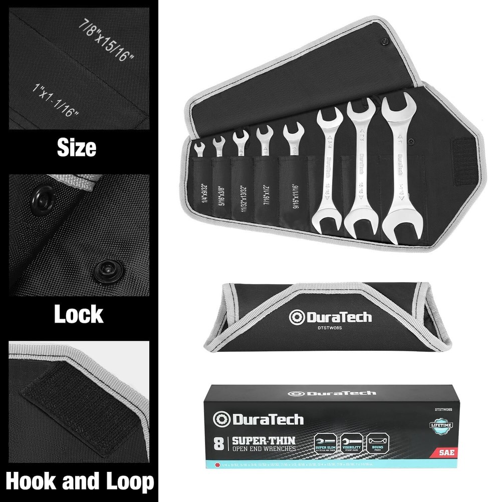 Durable Chrome Plated Super-Thin Wrench Set with Convenient Storage Pouch