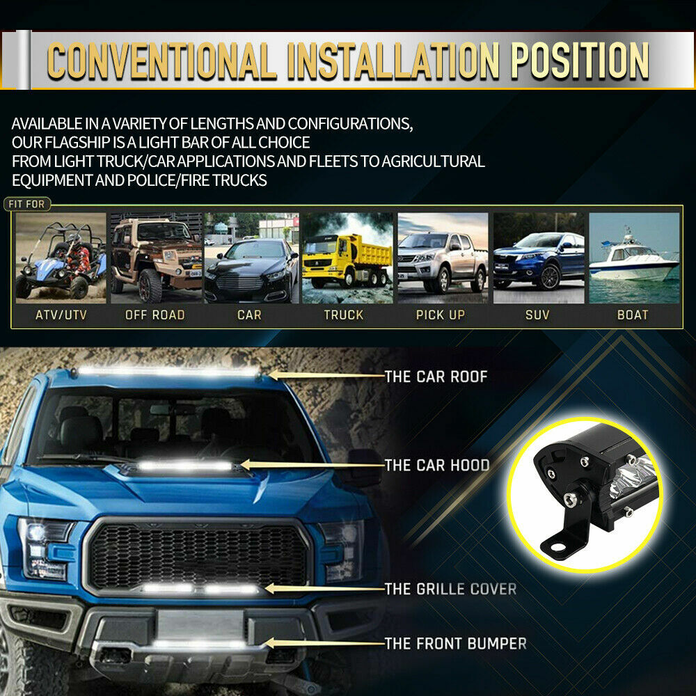 Super Rectangular Marine 7'' LED Pontoon Docking Work Light Boat Bar Head Light