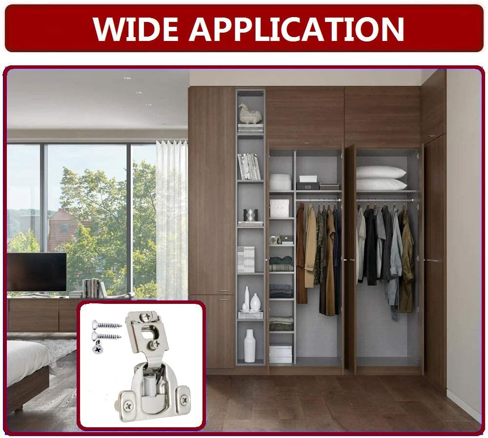 50Pack 1/2" Overlay Soft Close Face Frame 105° Compact Cabinet Hinge Handware US