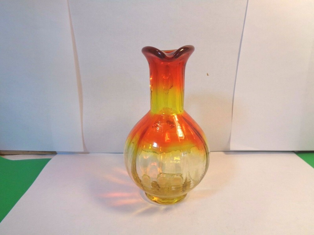 Studio Art Glass 5" Amberina Panel Optic Pitcher (Used/EUC)
