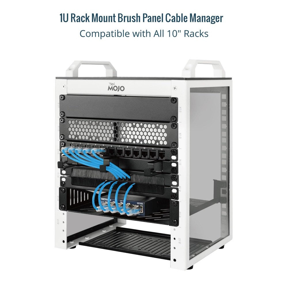 2 Pack 0.5U Cable Management Brush Panel for 10 Server Rack, Rack Mount Cable...