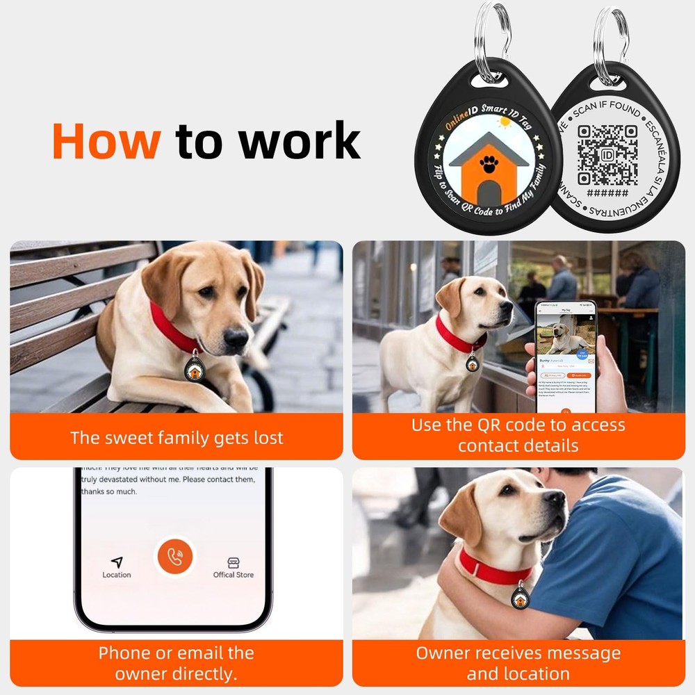 1 Pack Personalized Dog Tags,QR Code Pet ID Tags with Online Profile systerm,...