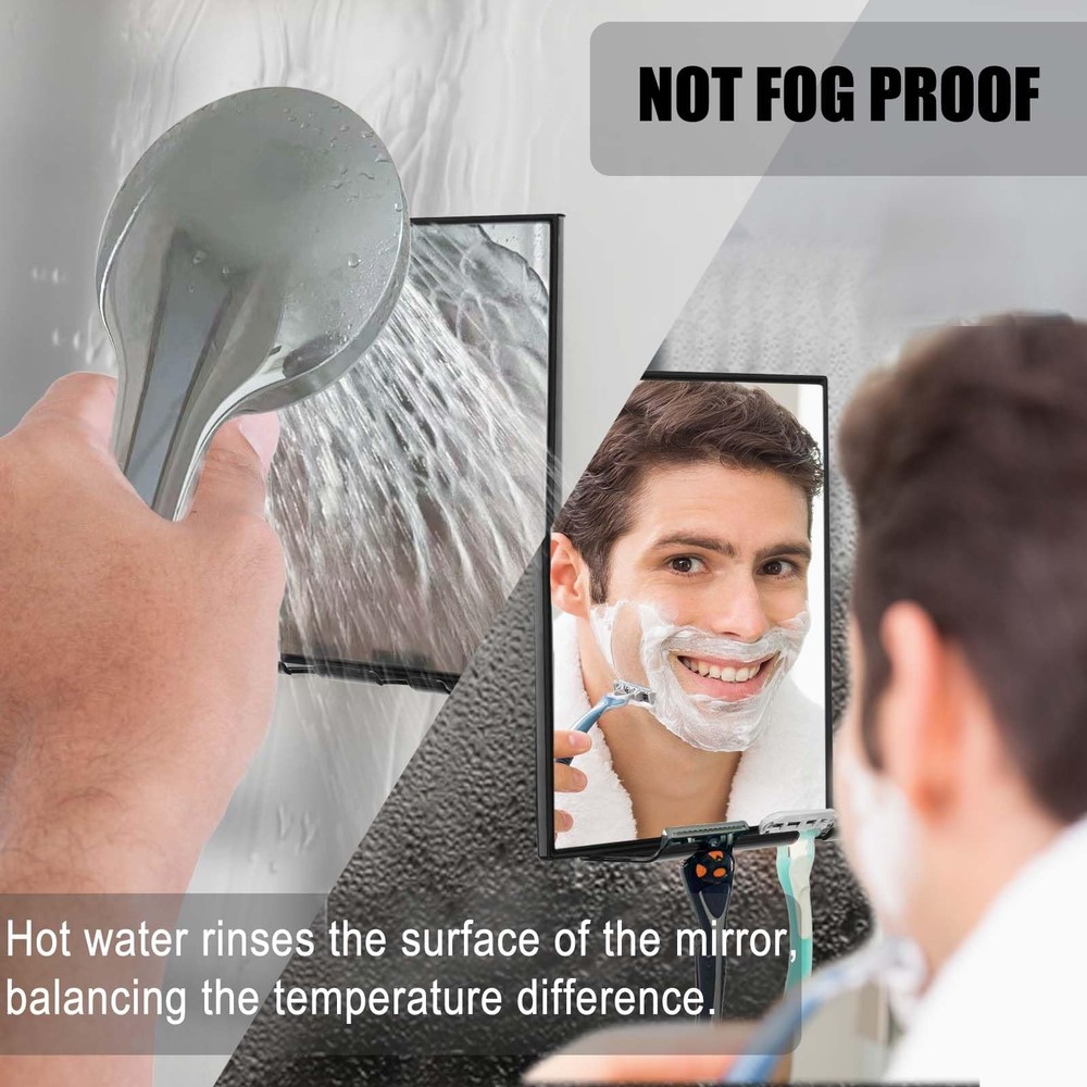 LFOYOU Shower Mirror for Shaving with 2 Replaceable Adhesive Two Razor Holde...