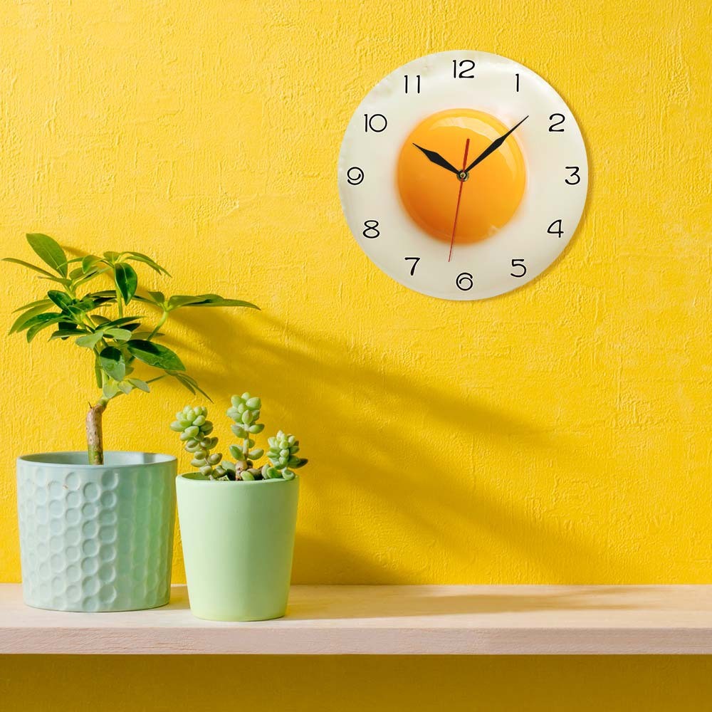 Fried Egg Poached Egg Wall Clock Egg Yolk Clock Digital Pointer Clock4625