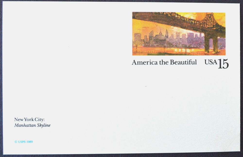 1989 US Sc #UX137 postal card, 15 cent, mint, sharp corners, excellent condition