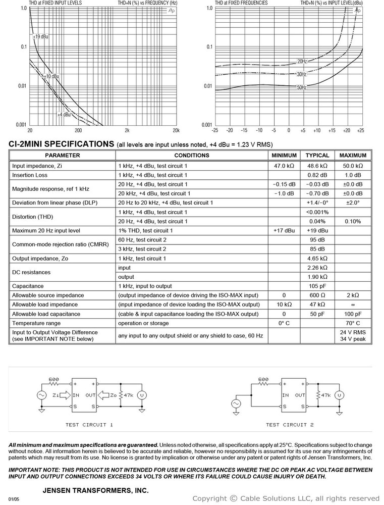 Jensen Transformers CI-2MINI Hum/Buzz Eliminator/Isolator - mobile, computer