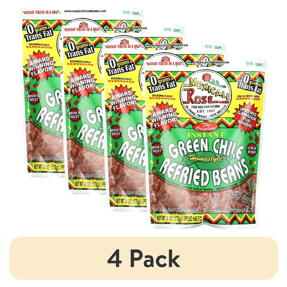 Instant Green Chili Refried Beans Mild Spice 4 Pack Pantry Staple