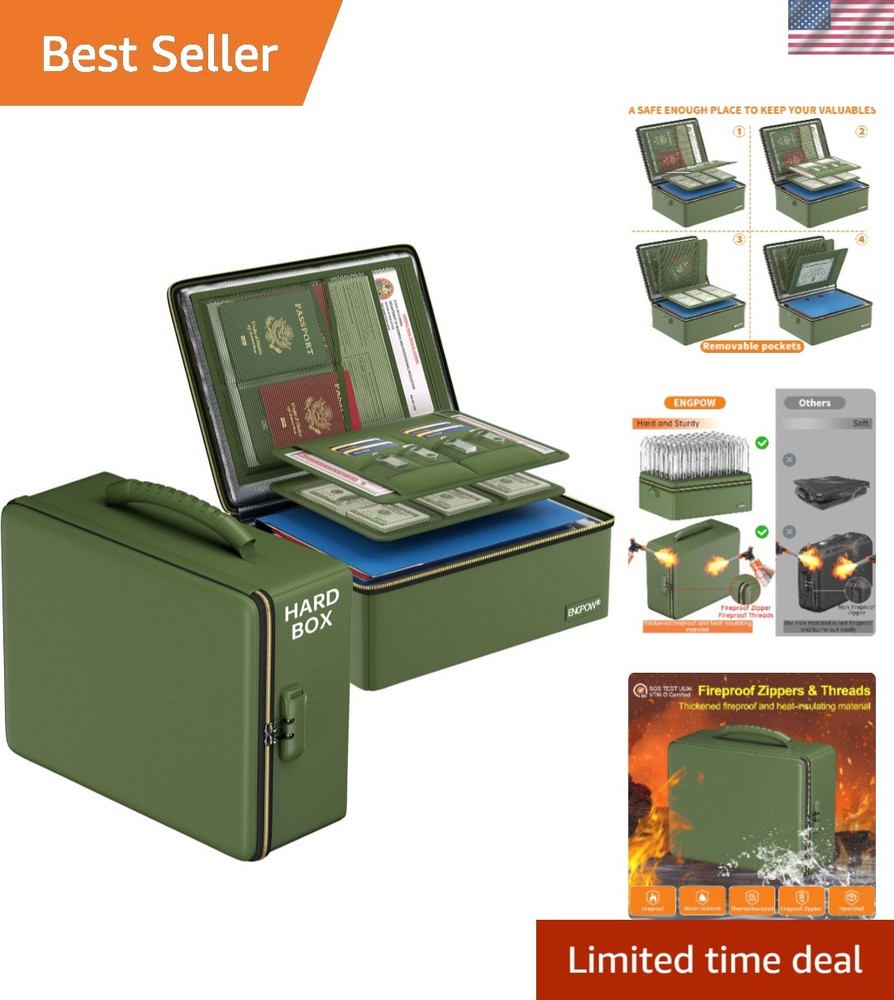 Versatile Fireproof Document Box with Thermal Insulation - For Home & Office Use