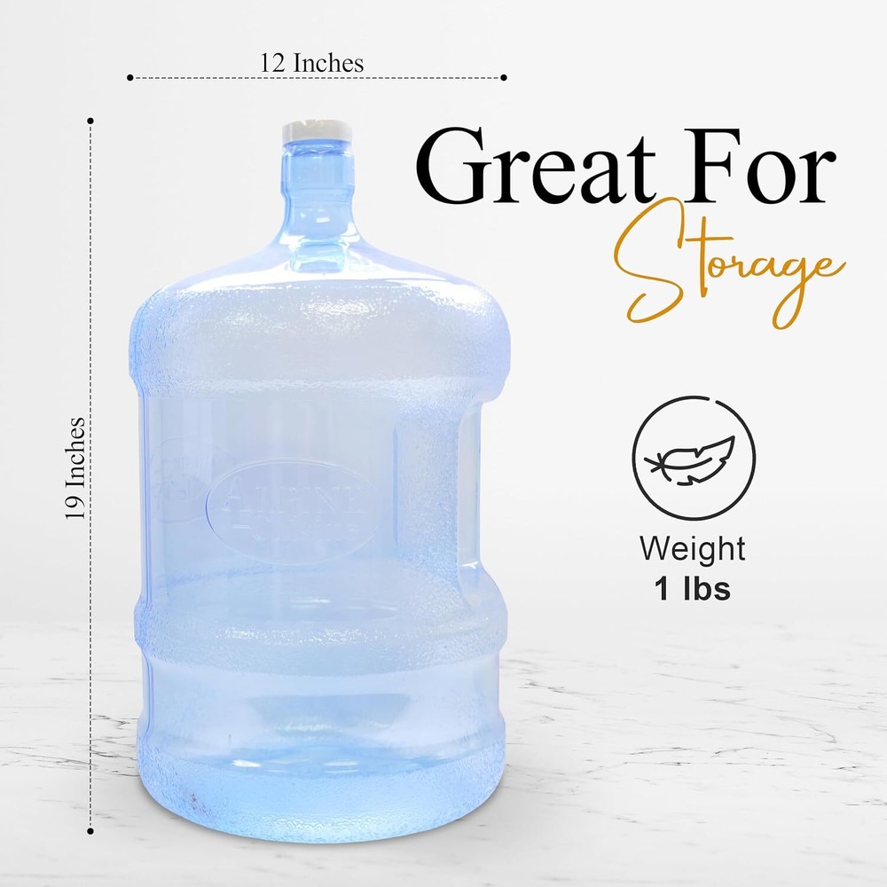 Alpine 5 Gallon Water Jug Large Reusable Container Bottle Durable Plastic Big