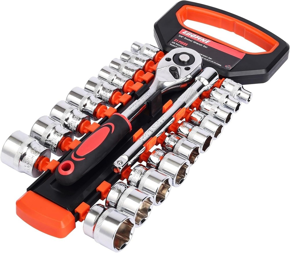 Professional 21pc Ratchet Socket Set with Quick-Release Handle and Extensions