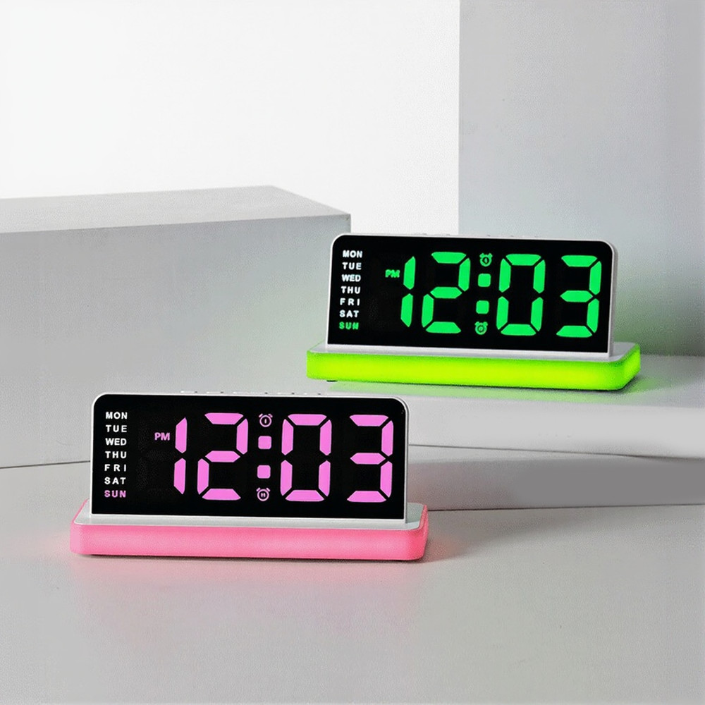 LED Clock with Alarm Function and Comfortable Night Light Illumination