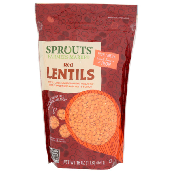 2 Pack - Sprouts Dry Red Lentil Beans 16 oz