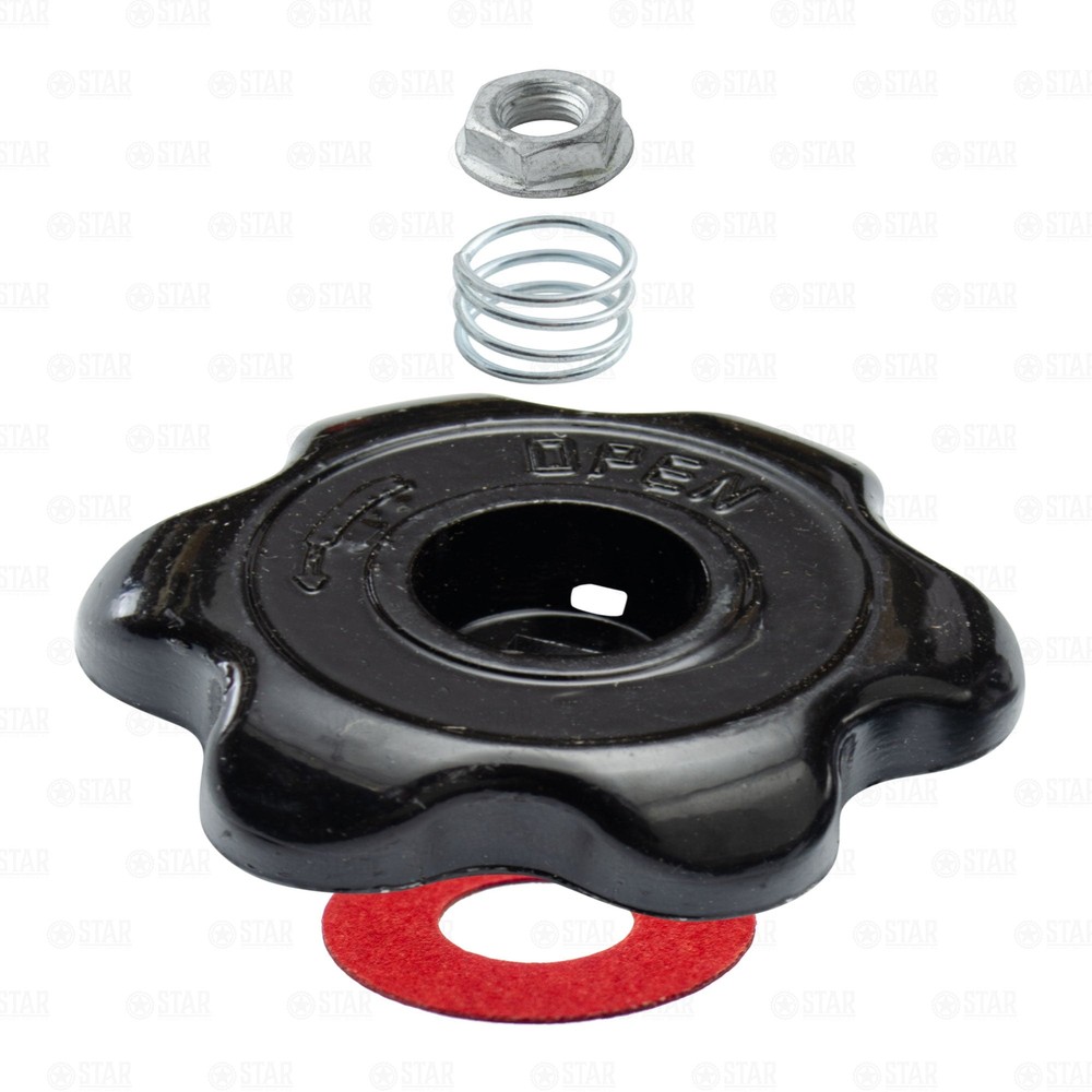 CO2 Tank Replacement Hand Wheel Handle M6 + 1/4" Nut + Spring Set Steel BLACK