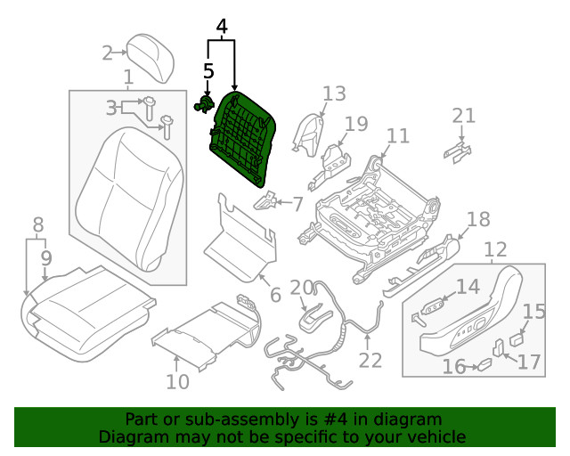 Genuine Nissan Seat Back Panel 87640-3TD0B