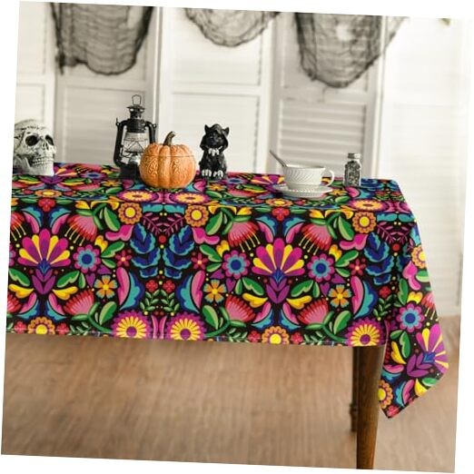 Mexico Tablecloth 60x84 Inch Rectangular, 60" x 84" (Rectangular) Black