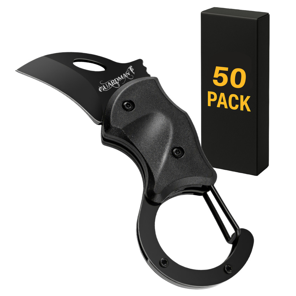 50 Small Pocket Carabiner Knife Foldable Survival Karambit Mini Sharp Blade Clip