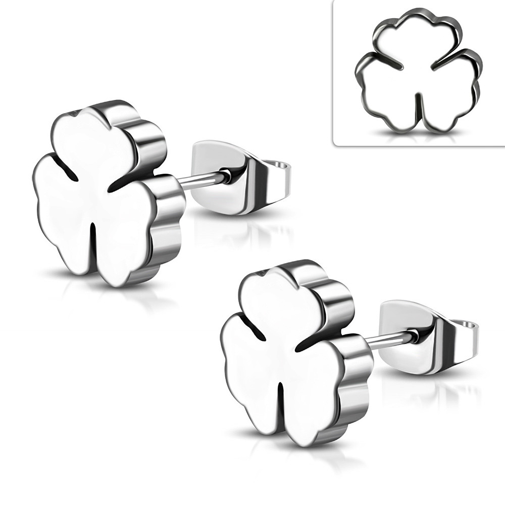 Stainless Steel Post Shamrock Stud Earrings