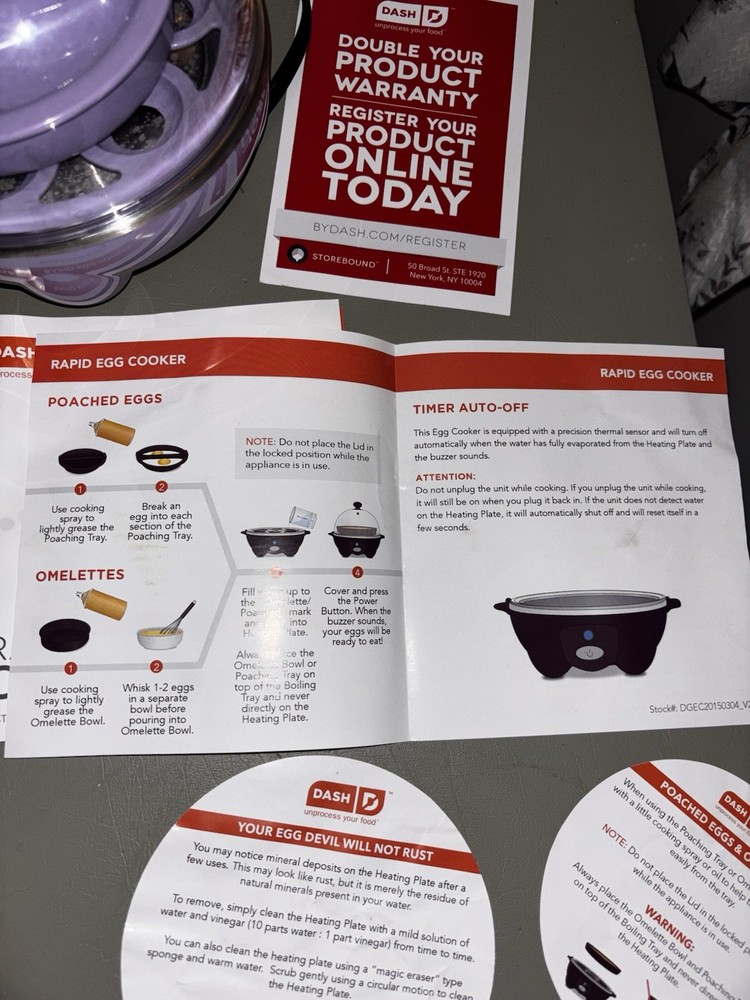 Dash rapid egg cooker unprocess your food pre-owned in box