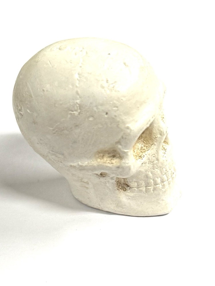 vintage skull Small head Chalkware 1 5/8” White