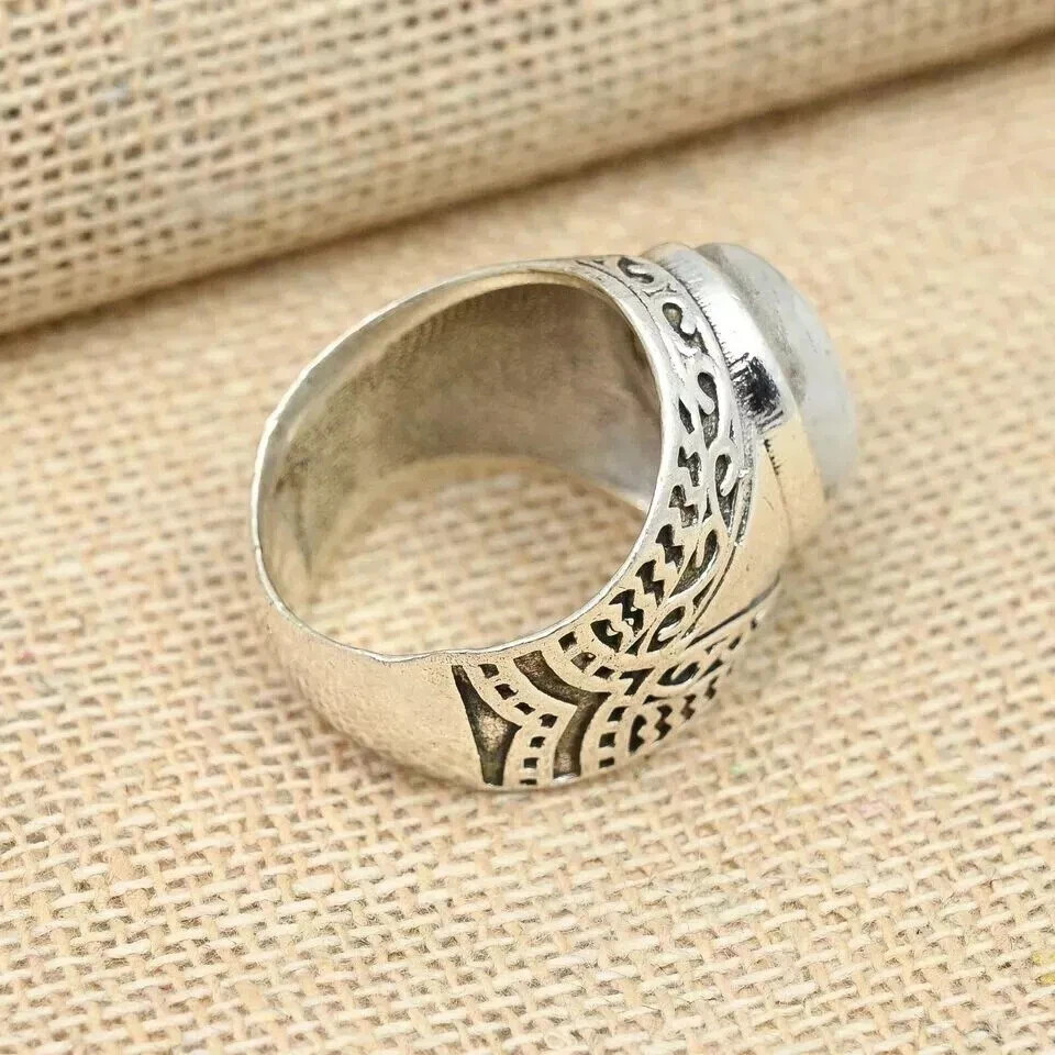 Moonstone Mens Ring 925 Sterling Silver Statement Handmade Gift Ring Al Size S47