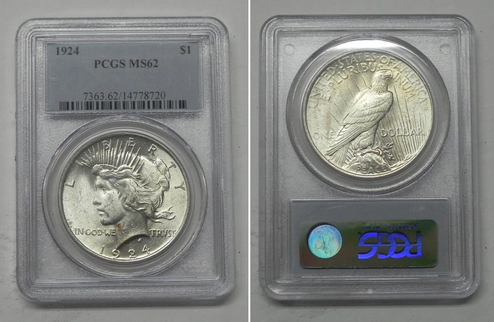 1924 Peace Dollar, PCGS MS62  #8720