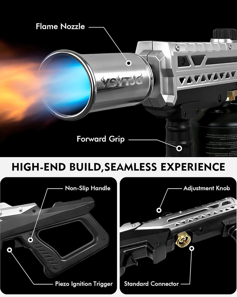 Powerful Propane Torch Gun | Kitchen Culinary Blow Torch with Adjustable Flame |
