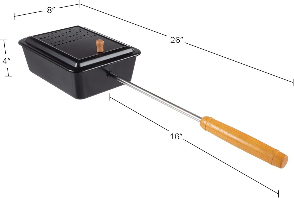 Campfire - Popcorn Maker with Non-Stick Coating and Extended Handle (Black)