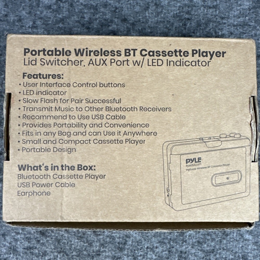 PYLE Portable Wireless BT Cassette Player BLUE PCASRSD18BT