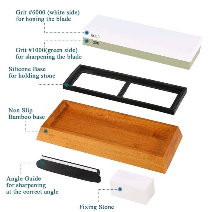 Meterk 1000/6000 Grits Double-Sided Sharpening Home Kitchen Accessories (A)