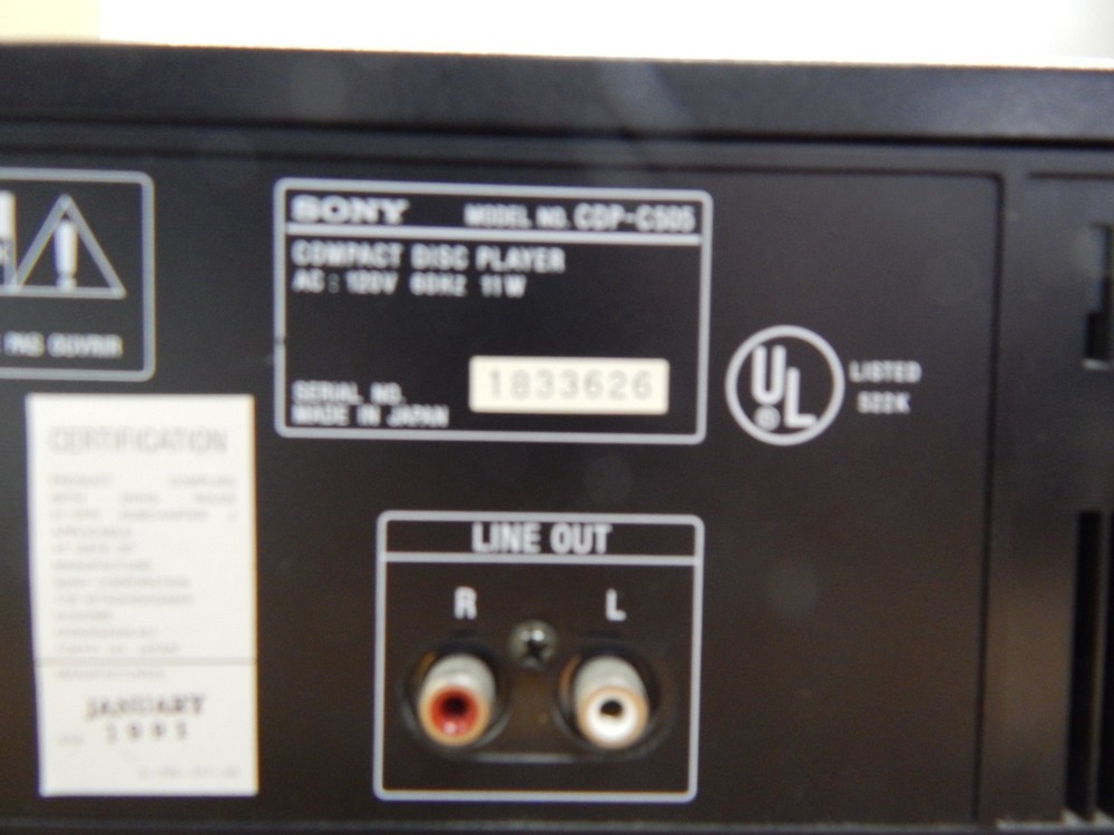 SONY CDP-C505 5 DISC CD CHANGER POWERS ON