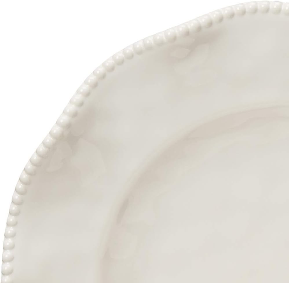 Perlette Off-White Beaded 12-Piece Dinnerware Set – Includes 4 Dinner Plates,