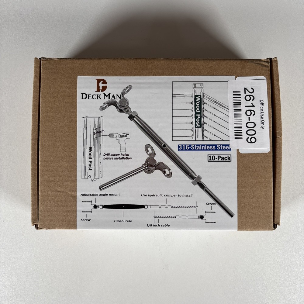 10-Pack Deck Man T316-Stainless Steel Adjustable Angle 1/8" Cable Railing Kit