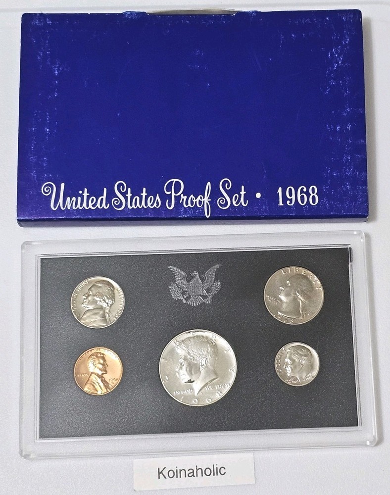 1968 Proof Set U.S. Mint OGP 40% Kennedy Half, Pulled From Storage, Fast Ship 🚢